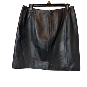 Sarah Taylor Black Leather Skirt Women's Size 13 Knee Length Vintage‎ 90s